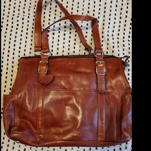 Fossil Brown Leather Tote Bag